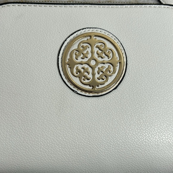 White Crossbody Bag with Gold Accent - Picture 2 of 10